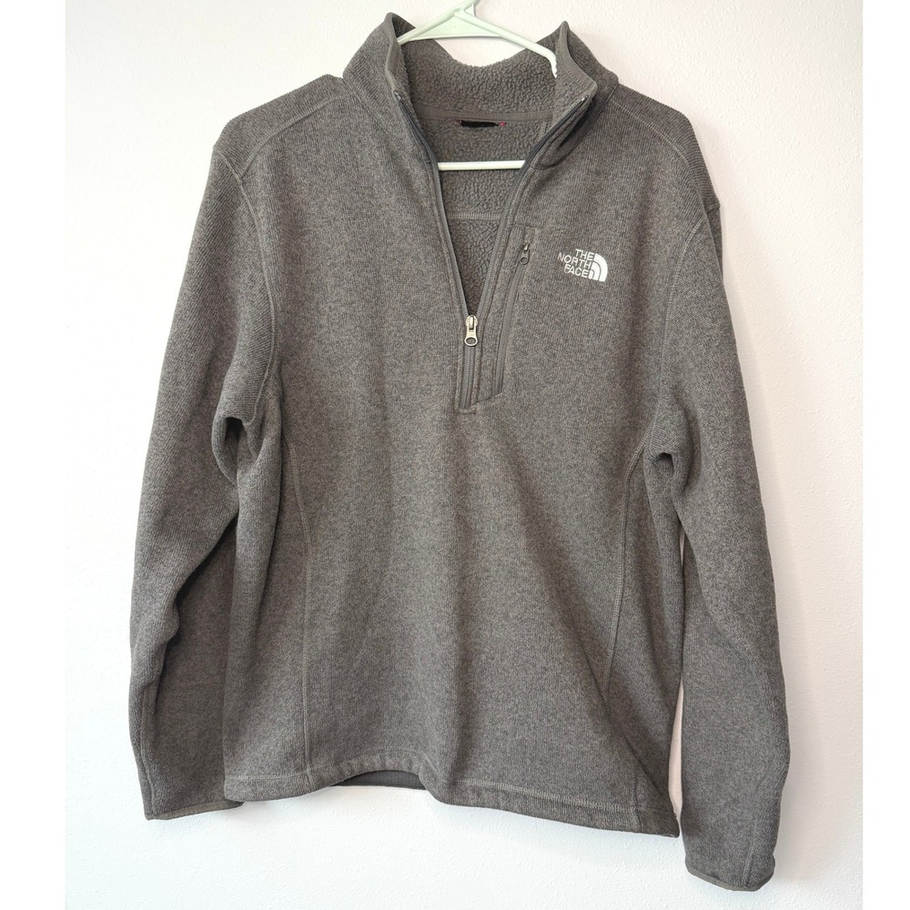 The North Face Gordon Lyons Quarter Zip Fleece Pullover Gray Mens Large